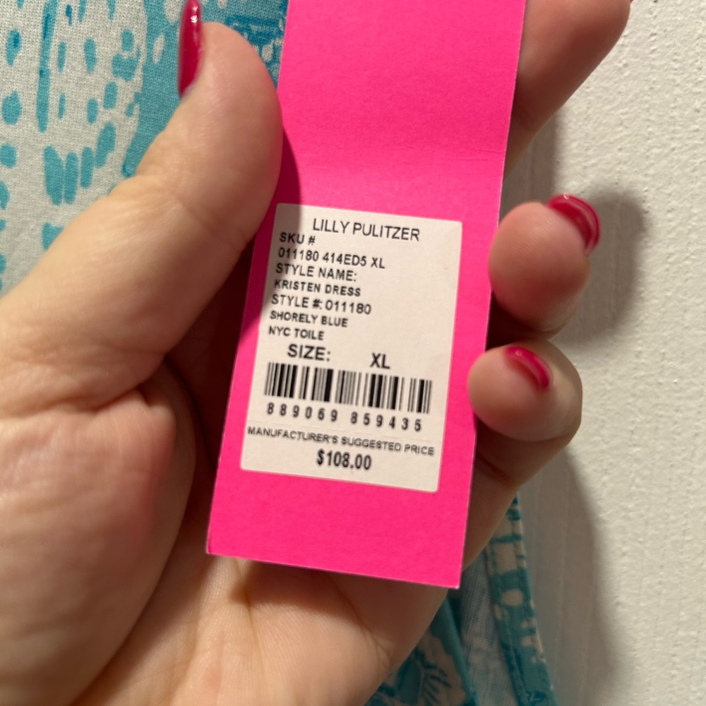 NEW NWT Lilly Pulitzer Aqua and White Printed Midi Dress New York XL - Picture 3 of 3